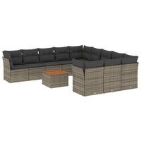 Set Divani da Giardino 12 pz con Cuscini Grigio in Polyrattan 3223911