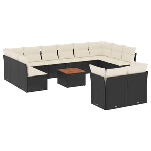 Set Divani da Giardino 13pz con Cuscini Nero in Polyrattancod mxl 111639