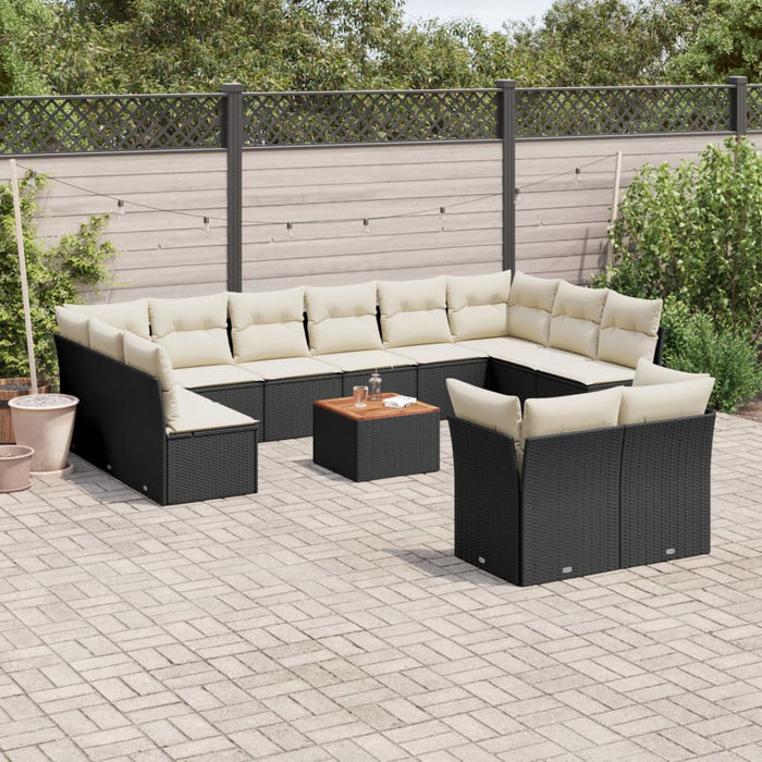 Set Divani da Giardino 13pz con Cuscini Nero in Polyrattancod mxl 111639