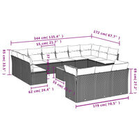 Set Divani da Giardino 14pz con Cuscini in Polyrattan Grigio 3223925