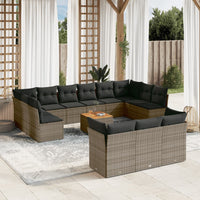 Set Divani da Giardino 14pz con Cuscini in Polyrattan Grigio 3223925