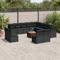 Set Divani da Giardino 14pz con Cuscini in Polyrattan Nero 3223934