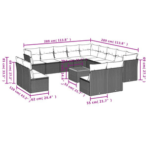 Set Divani da Giardino 14pz con Cuscini in Polyrattan Beige 3223937