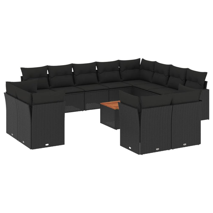 Set Divani da Giardino 13pz con Cuscini Nero in Polyrattancod mxl 88773