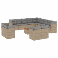 Set Divani da Giardino 14pz con Cuscini in Polyrattan Beige 3223959