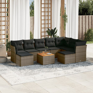 Set Divano da Giardino 10 pz con Cuscini Grigio in Polyrattan 3223967