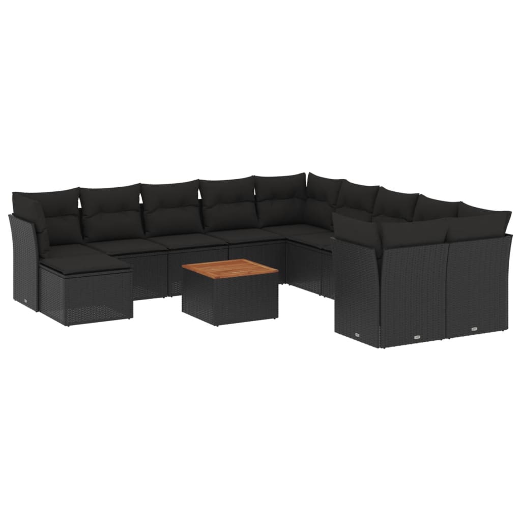 Set Divani da Giardino 12 pz con Cuscini Nero in Polyrattancod mxl 89532