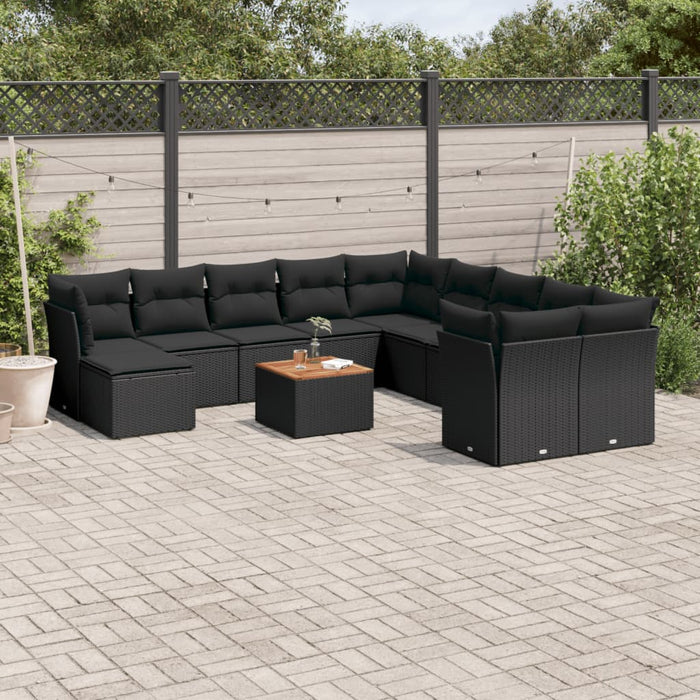 Set Divani da Giardino 12 pz con Cuscini Nero in Polyrattancod mxl 89532