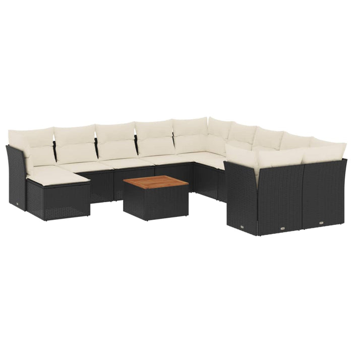 Set Divani da Giardino 12 pz con Cuscini Nero in Polyrattan 3223977