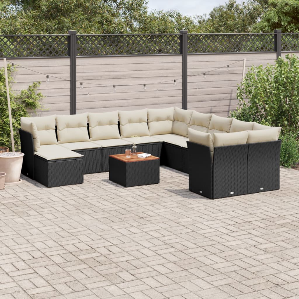 Set Divani da Giardino 12 pz con Cuscini Nero in Polyrattancod mxl 114099