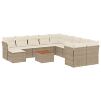 Set Divani da Giardino 12 pz con Cuscini Beige in Polyrattan 3223979