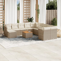 Set Divani da Giardino 12 pz con Cuscini Beige in Polyrattan 3223979