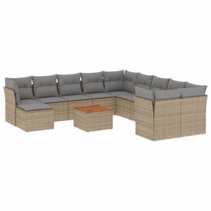 Set Divani da Giardino 12 pz con Cuscini Beige in Polyrattan 3223980