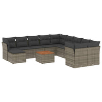 Set Divani da Giardino 12 pz con Cuscini Grigio in Polyrattan 3223981