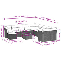 Set Divani da Giardino 12 pz con Cuscini Grigio in Polyrattan 3223981