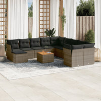 Set Divani da Giardino 12 pz con Cuscini Grigio in Polyrattan 3223981