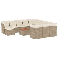 Set Divano da Giardino 13 pz con Cuscini Beige in Polyrattan 3223986