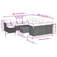 Set Divani da Giardino 13 pz con Cuscini Grigio in Polyrattan 3223988