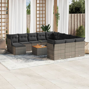 Set Divani da Giardino 13 pz con Cuscini Grigio in Polyrattancod mxl 90110