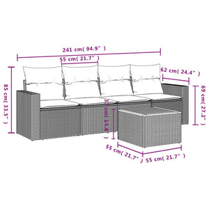 Set Divano da Giardino 5 pz con Cuscini Beige in Polyrattan 3224001