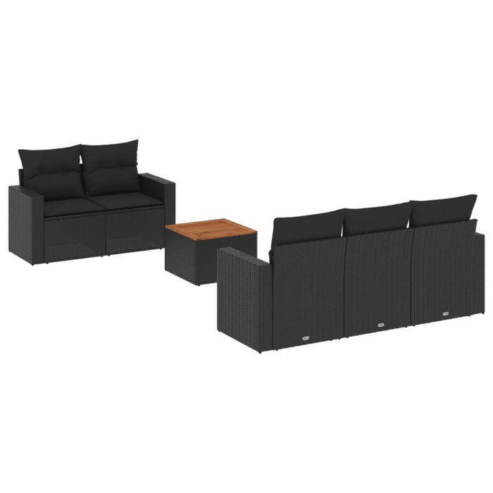 Set Divano da Giardino 6 pz con Cuscini Nero in Polyrattan 3224004