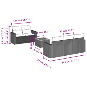 Set Divano da Giardino 6 pz con Cuscini Nero in Polyrattan 3224004