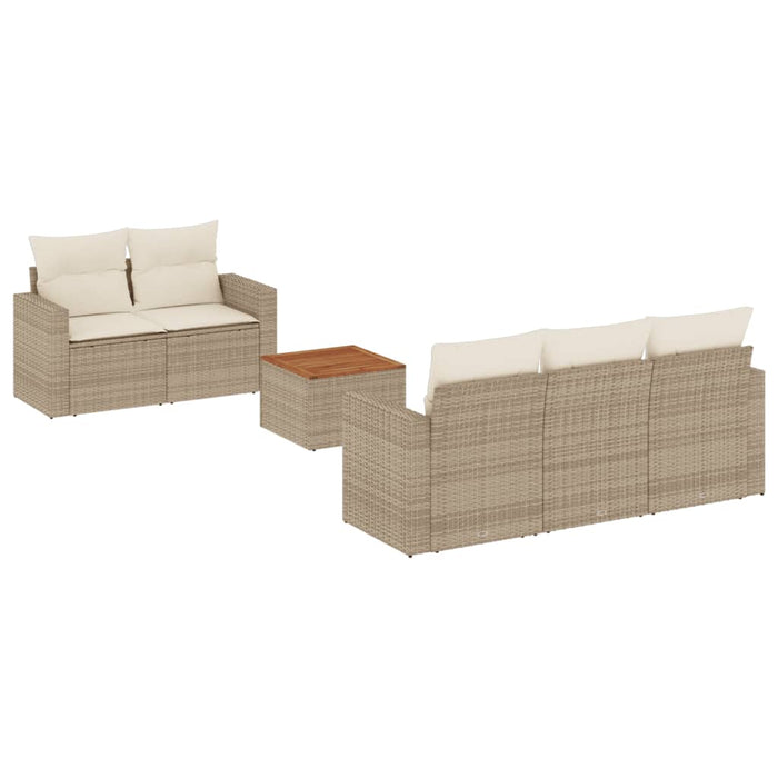 Set Divano da Giardino 6 pz con Cuscini Beige in Polyrattan 3224007