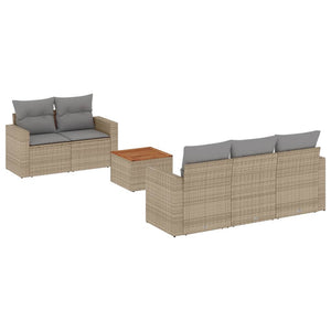 Set Divano da Giardino 6 pz con Cuscini Beige in Polyrattancod mxl 111642