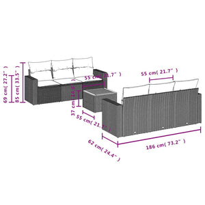 Set Divani da Giardino con Cuscini 7pz Nero Polyrattan 3224012