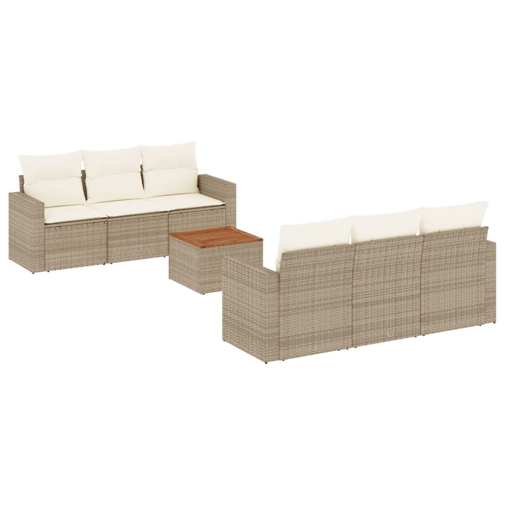 Set Divani da Giardino 7 pz con Cuscini Beige in Polyrattancod mxl 89531