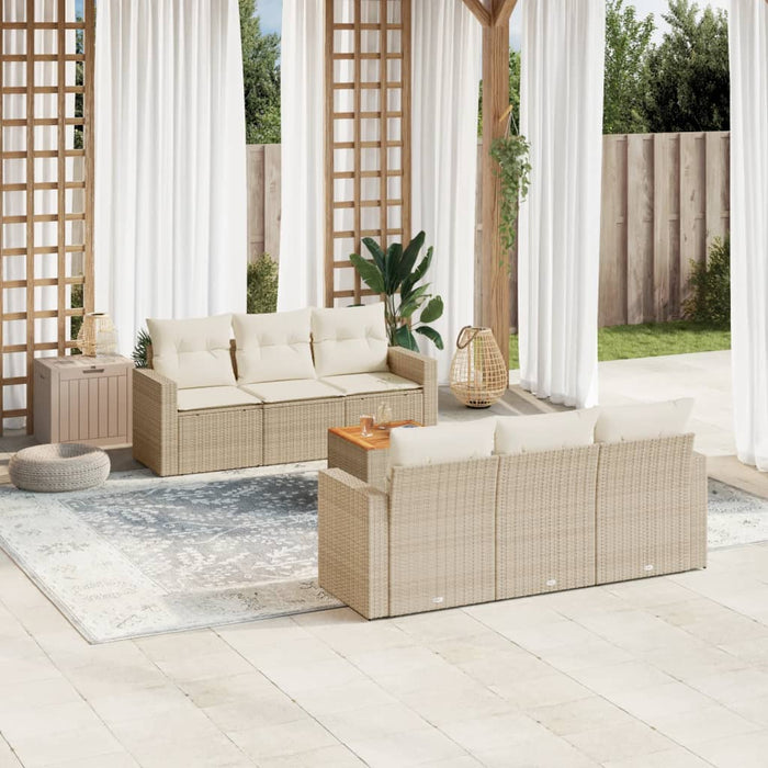 Set Divani da Giardino 7 pz con Cuscini Beige in Polyrattancod mxl 89531