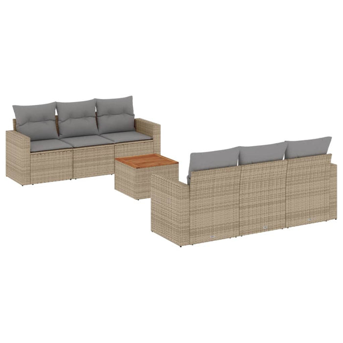 Set Divani da Giardino 7 pz con Cuscini Beige in Polyrattancod mxl 113525