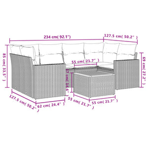 Set Divani da Giardino 7 pz con Cuscini Grigio in Polyrattancod mxl 90240