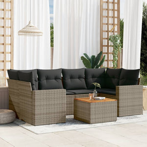 Set Divani da Giardino 7 pz con Cuscini Grigio in Polyrattan 3224023