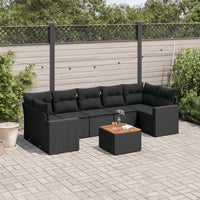 Set Divani da Giardino con Cuscini 8 pz Nero in Polyrattan 3224032