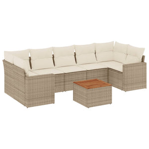 Set Divano da Giardino 8 pz con Cuscini Beige in Polyrattan 3224035