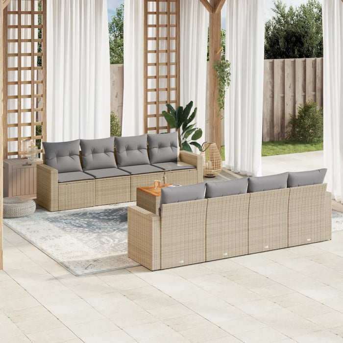 Set Divano da Giardino 9 pz con Cuscini Beige in Polyrattancod mxl 111963