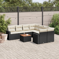 Set Divani da Giardino 9 pz con Cuscini Nero in Polyrattan 3224047