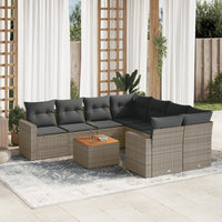 Set Divano da Giardino 9 pz con Cuscini Grigio in Polyrattan 3224051