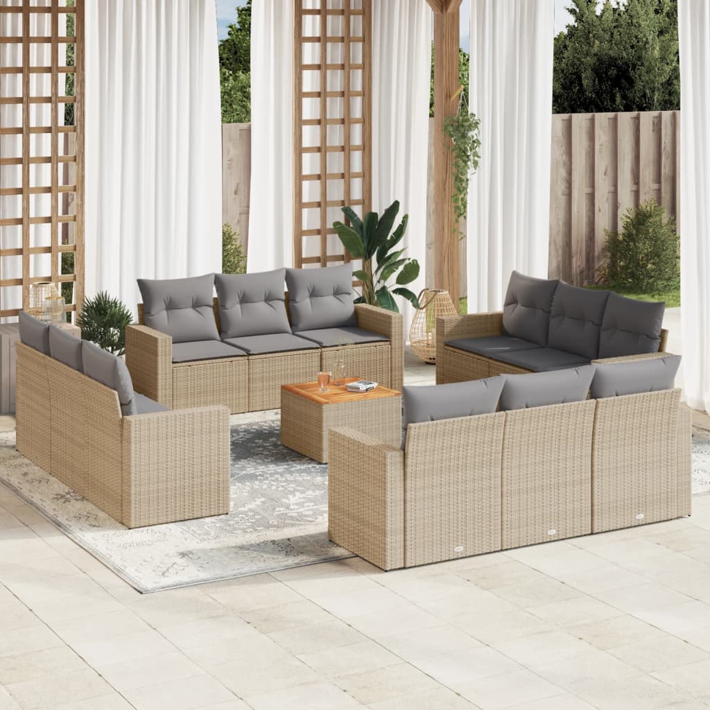 Set Divano da Giardino 13 pz con Cuscini Beige in Polyrattancod mxl 111643