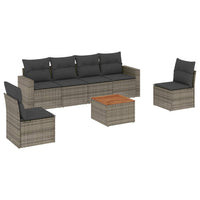 Set Divani da Giardino 7 pz con Cuscini Grigio in Polyrattan 3224072