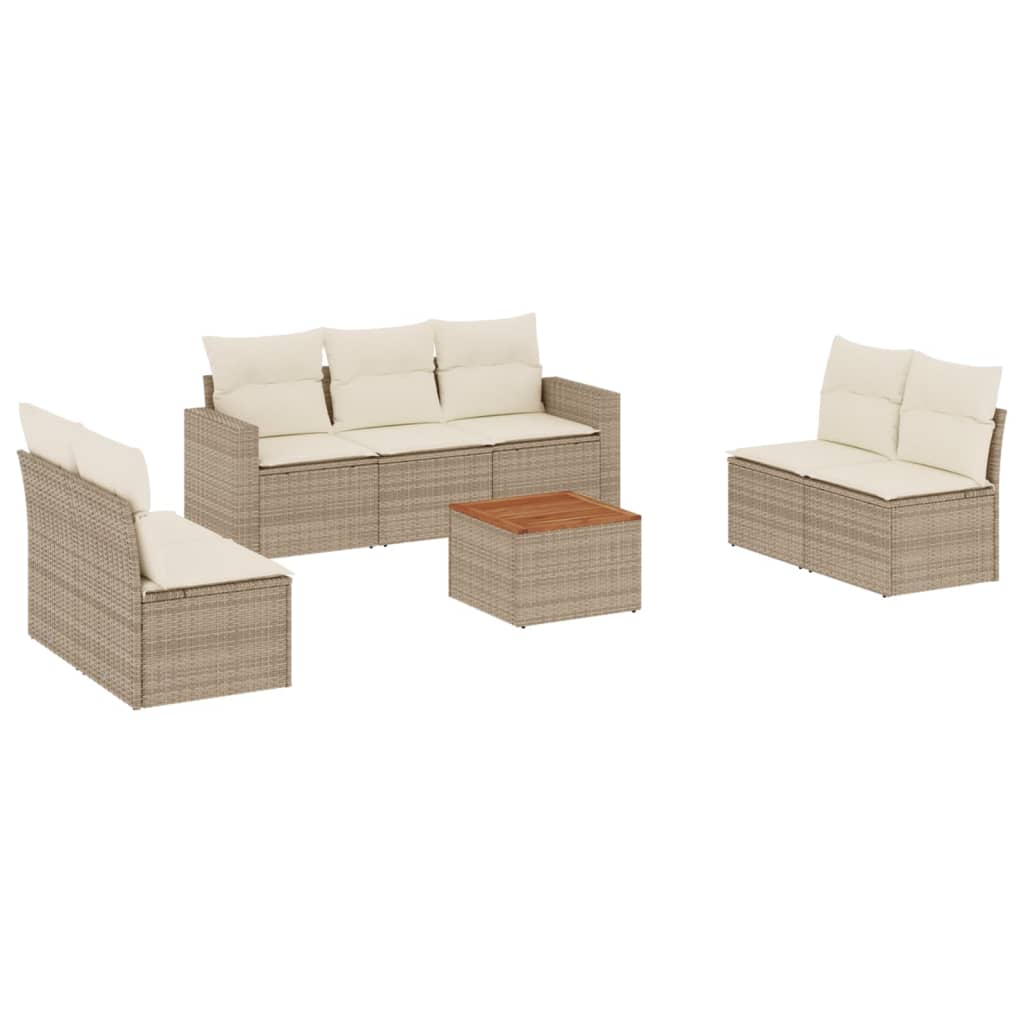 Set Divano da Giardino 8 pz con Cuscini Beige in Polyrattancod mxl 89396