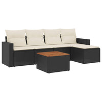 Set Divano da Giardino 6 pz con Cuscini Nero in Polyrattancod mxl 87653