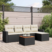 Set Divano da Giardino 6 pz con Cuscini Nero in Polyrattancod mxl 87653