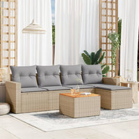 Set Divano da Giardino 6 pz con Cuscini Beige in Polyrattan 3224099