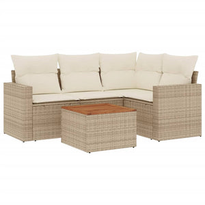 Set Divano da Giardino 5 pz con Cuscini Beige in Polyrattan 3224105