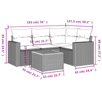 Set Divano da Giardino 5 pz con Cuscini Beige in Polyrattan 3224105