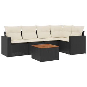 Set Divano da Giardino 6 pz con Cuscini Nero in Polyrattancod mxl 113485