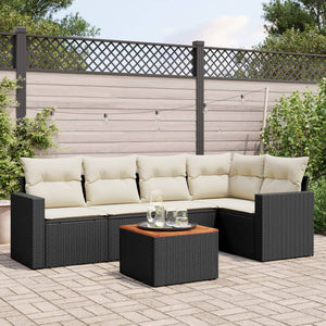 Set Divano da Giardino 6 pz con Cuscini Nero in Polyrattancod mxl 113485