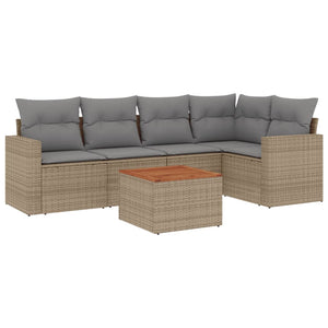 Set Divano da Giardino 6 pz con Cuscini Beige in Polyrattancod mxl 87655